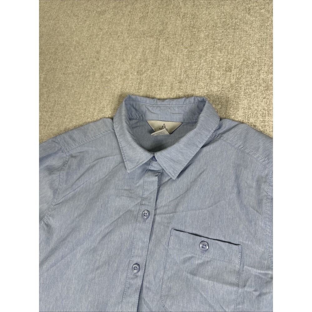 Ascend Button Up Top Womens Size XS Blue‎ Breathable Roll Tab Sleeve Pocket